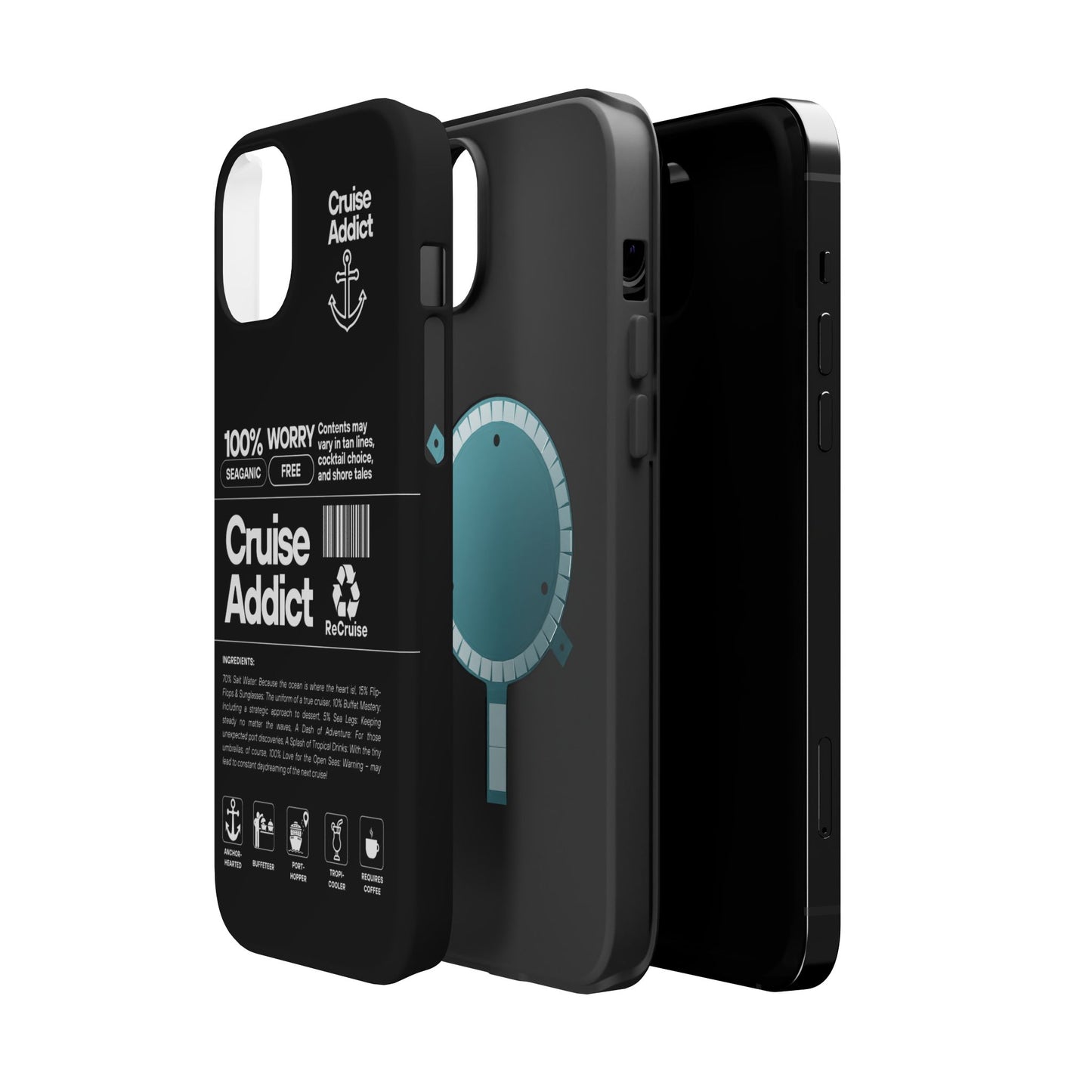 Cruise Addict Magnetic MagSafe® Tough Phone Case – Black Cover for Travelers & Cruise Lovers