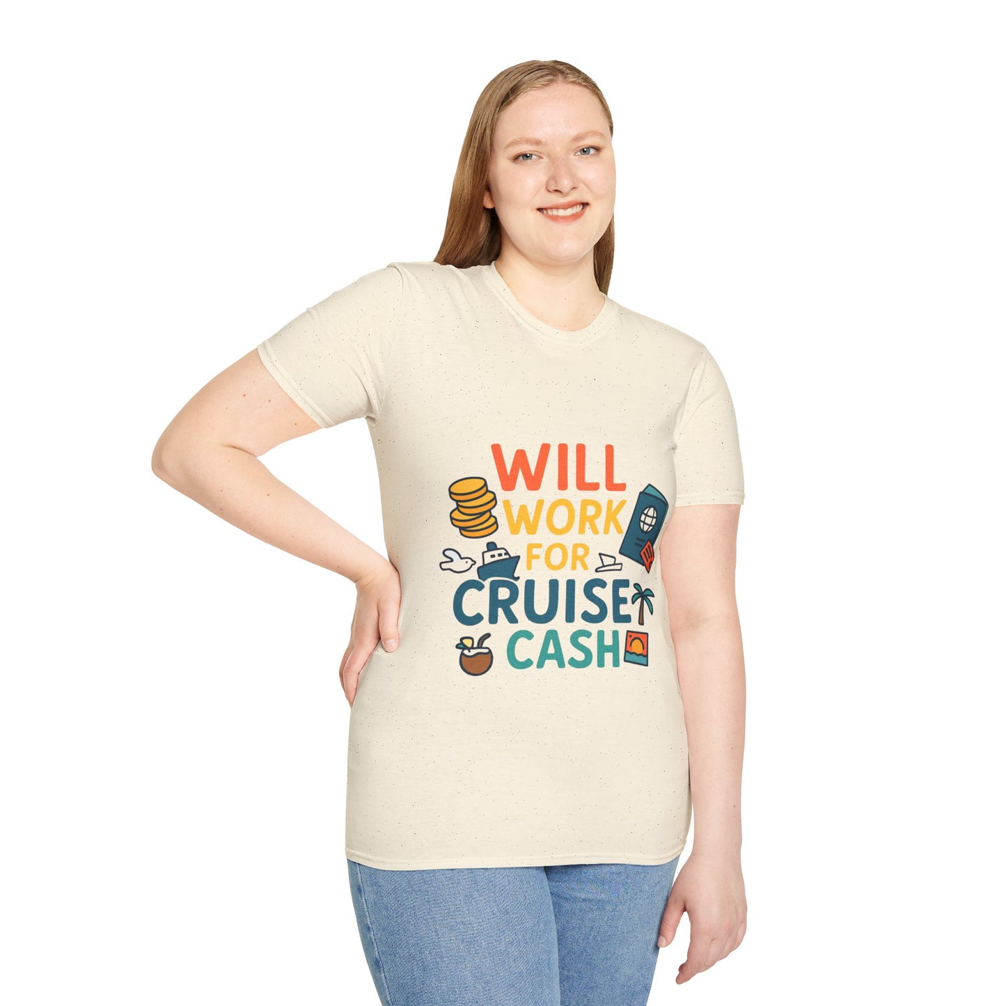 Will Work for Cruise Cash T-Shirt | Funny Cruise Shirt for Vacation Lovers