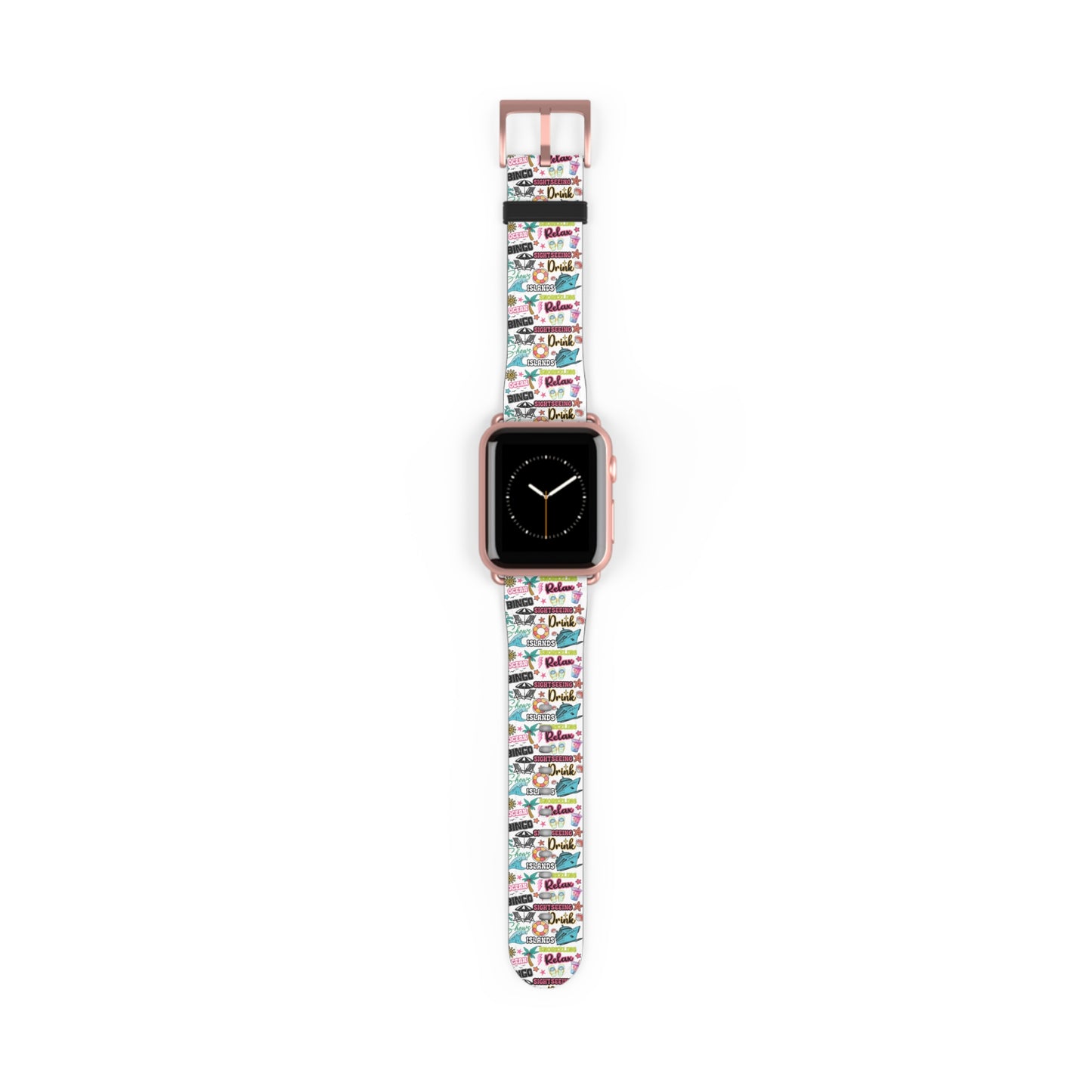 Vacation Icons Tropical Watch Band – Summer Cruise Vibes, Fun Apple Watch Strap for Ocean Lovers
