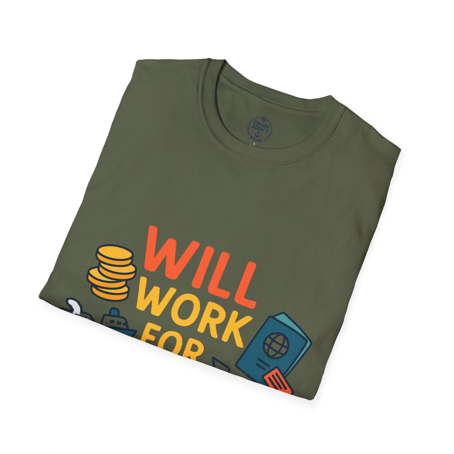 Will Work for Cruise Cash T-Shirt | Funny Cruise Shirt for Vacation Lovers