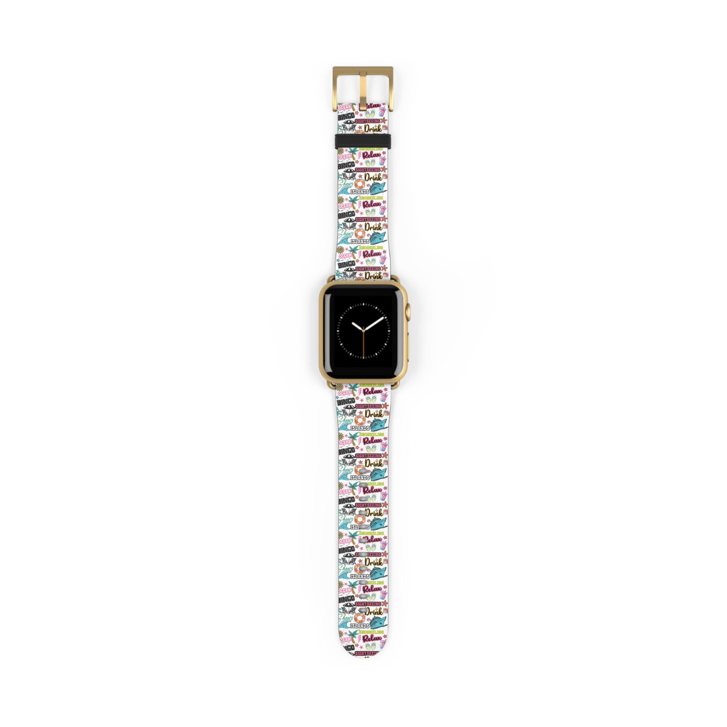 Vacation Icons Tropical Watch Band – Summer Cruise Vibes, Fun Apple Watch Strap for Ocean Lovers