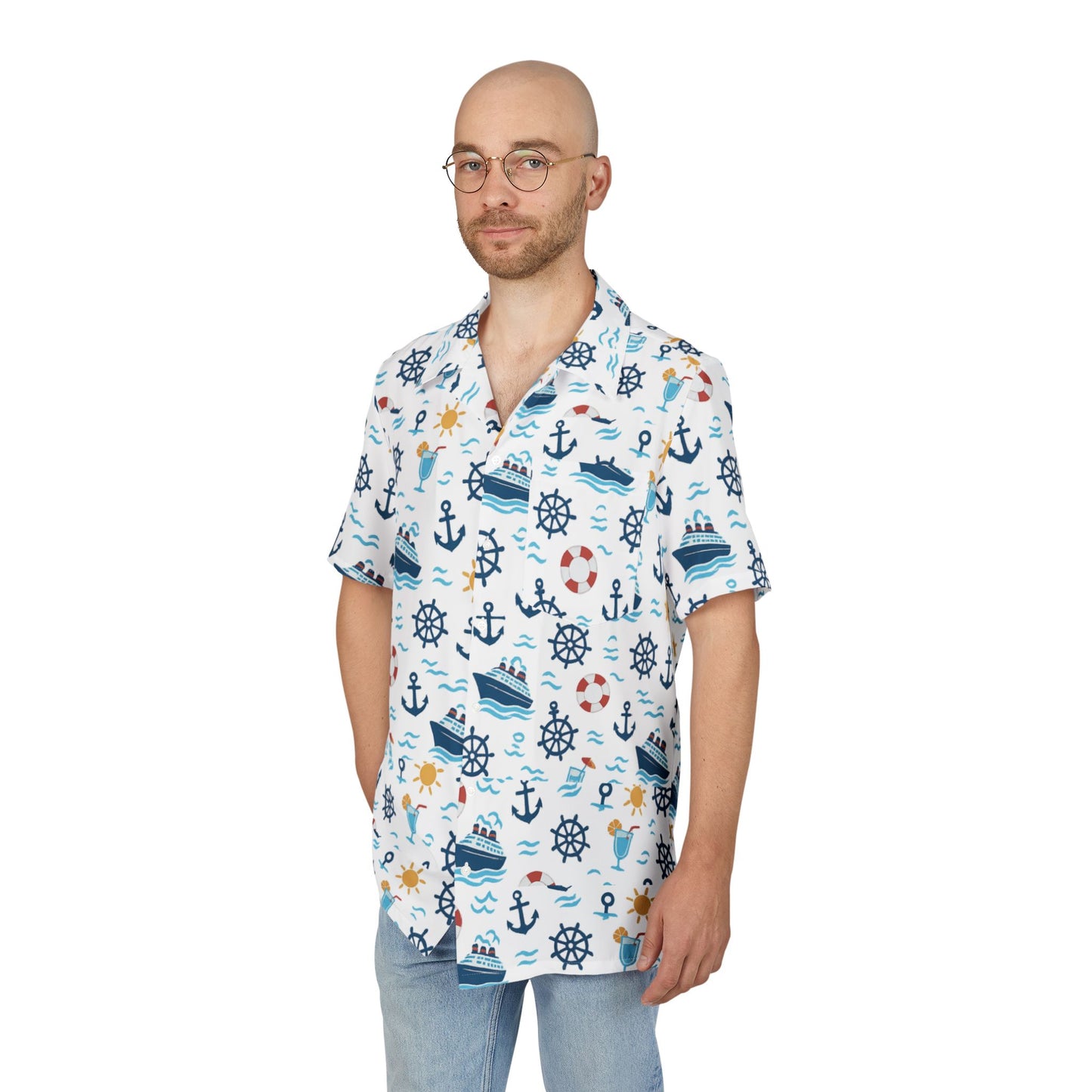Nautical Hawaiian Shirt - Unisex Button-Down