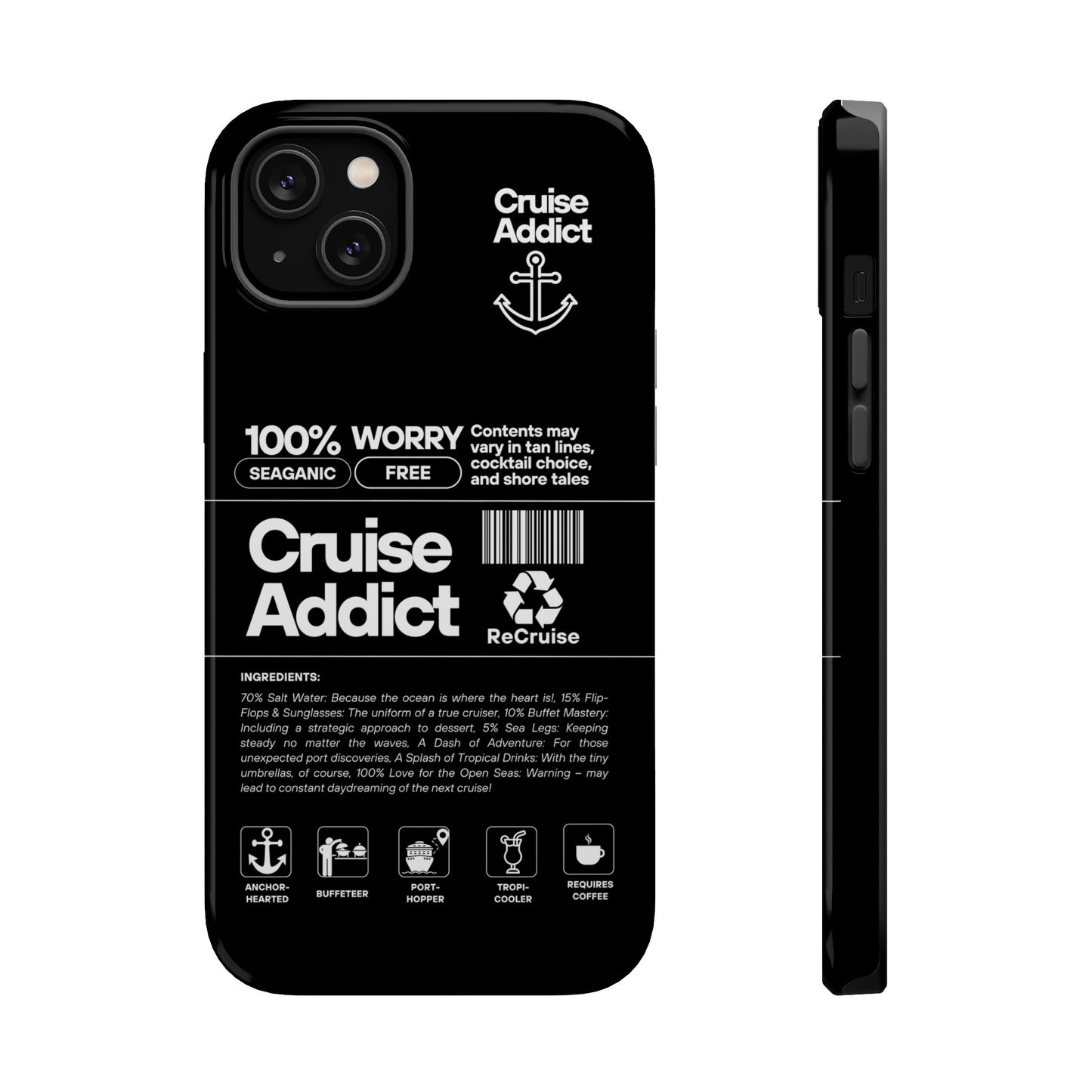 Cruise Addict Magnetic MagSafe® Tough Phone Case – Black Cover for Travelers & Cruise Lovers