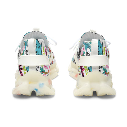 Cruise Addict Island Vibes Women's Mesh Sneakers – Tropical Cruise Shoes, Breathable Comfort, Colorful Vacation Footwear