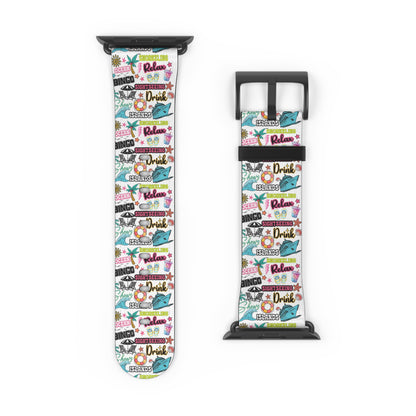 Vacation Icons Tropical Watch Band – Summer Cruise Vibes, Fun Apple Watch Strap for Ocean Lovers