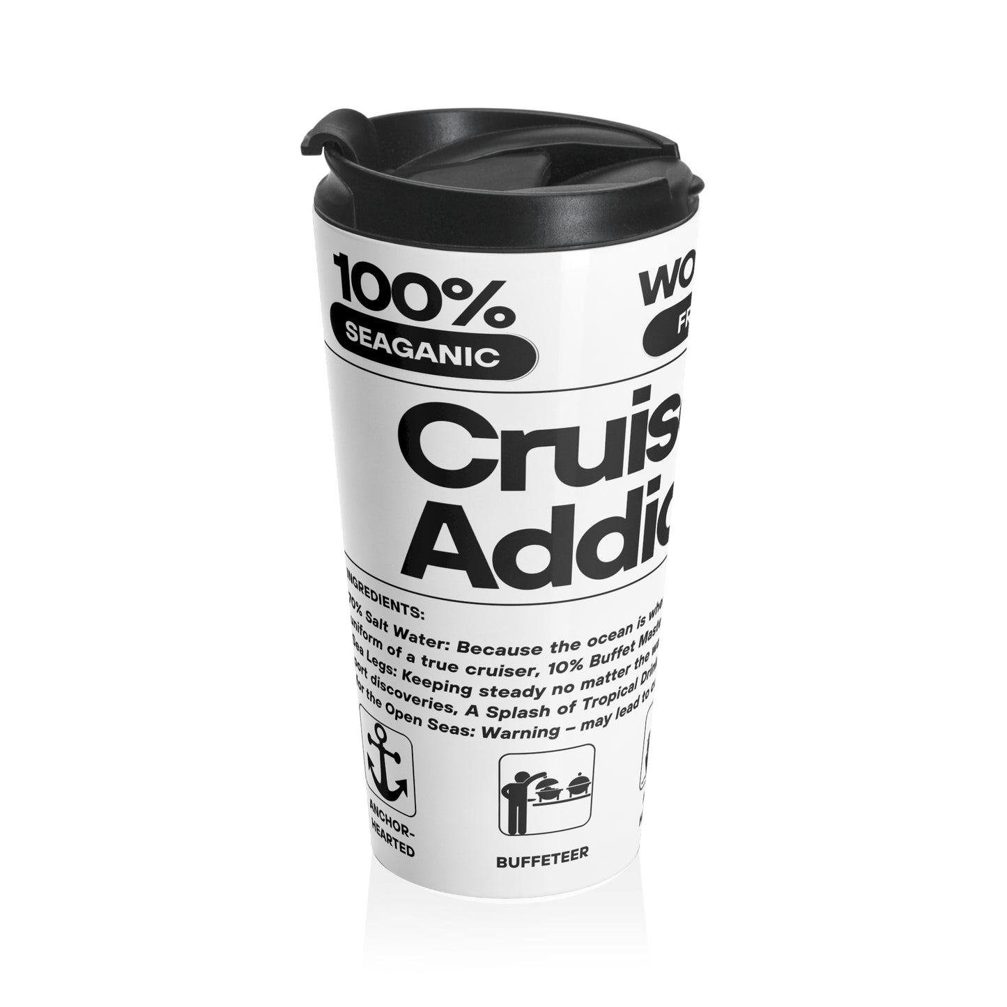 Cruise Addict Travel Mug - Stainless Steel, 15 oz, Insulated, Perfect for Coffee & Tea Lovers
