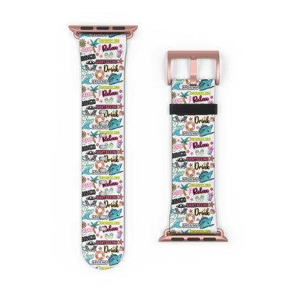 Vacation Icons Tropical Watch Band – Summer Cruise Vibes, Fun Apple Watch Strap for Ocean Lovers