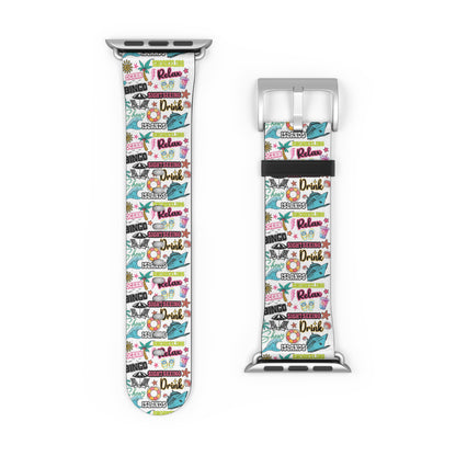 Vacation Icons Tropical Watch Band – Summer Cruise Vibes, Fun Apple Watch Strap for Ocean Lovers