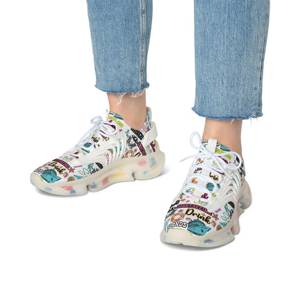 Cruise Addict Island Vibes Women's Mesh Sneakers – Tropical Cruise Shoes, Breathable Comfort, Colorful Vacation Footwear
