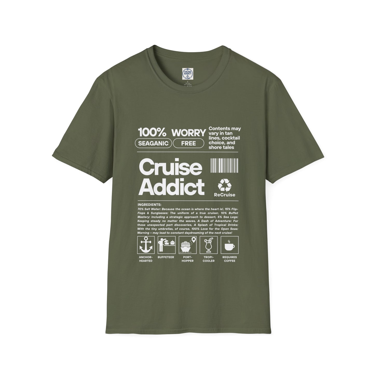 Cruise Addict Softstyle T-Shirt – 100% Ring-Spun Cotton, Lightweight Comfort, DTG Front Print