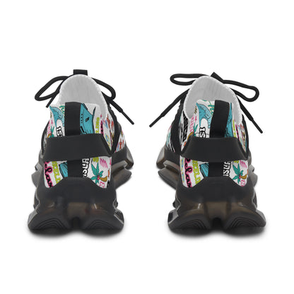 Cruise Addict Island Vibes Women's Mesh Sneakers – Tropical Cruise Shoes, Breathable Comfort, Colorful Vacation Footwear