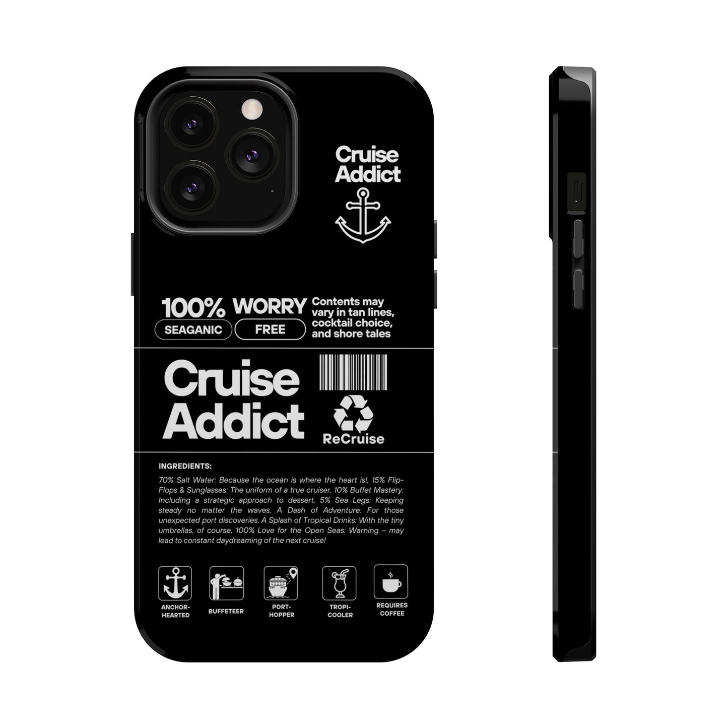 Cruise Addict Magnetic MagSafe® Tough Phone Case – Black Cover for Travelers & Cruise Lovers