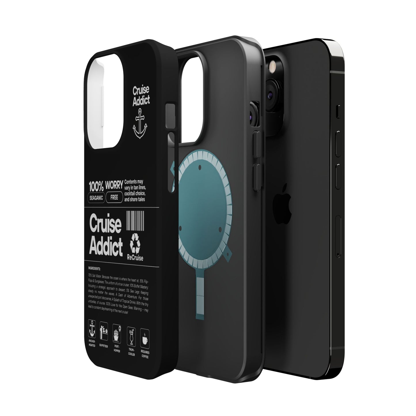 Cruise Addict Magnetic MagSafe® Tough Phone Case – Black Cover for Travelers & Cruise Lovers