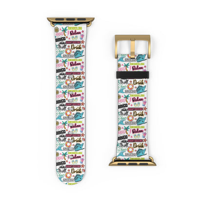 Vacation Icons Tropical Watch Band – Summer Cruise Vibes, Fun Apple Watch Strap for Ocean Lovers