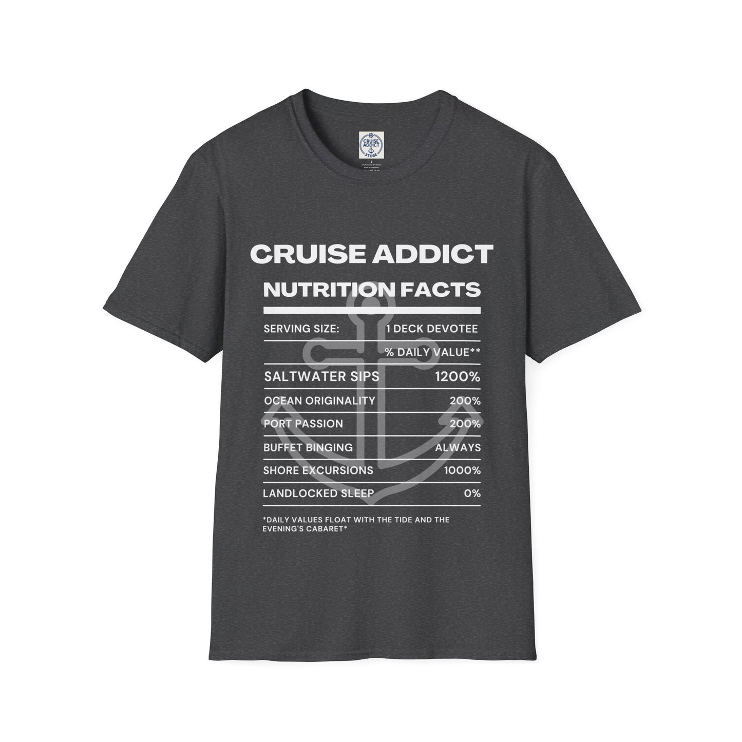 Cruise Addict Nutrition Label T-Shirt  Unisex Softstyle Shirt