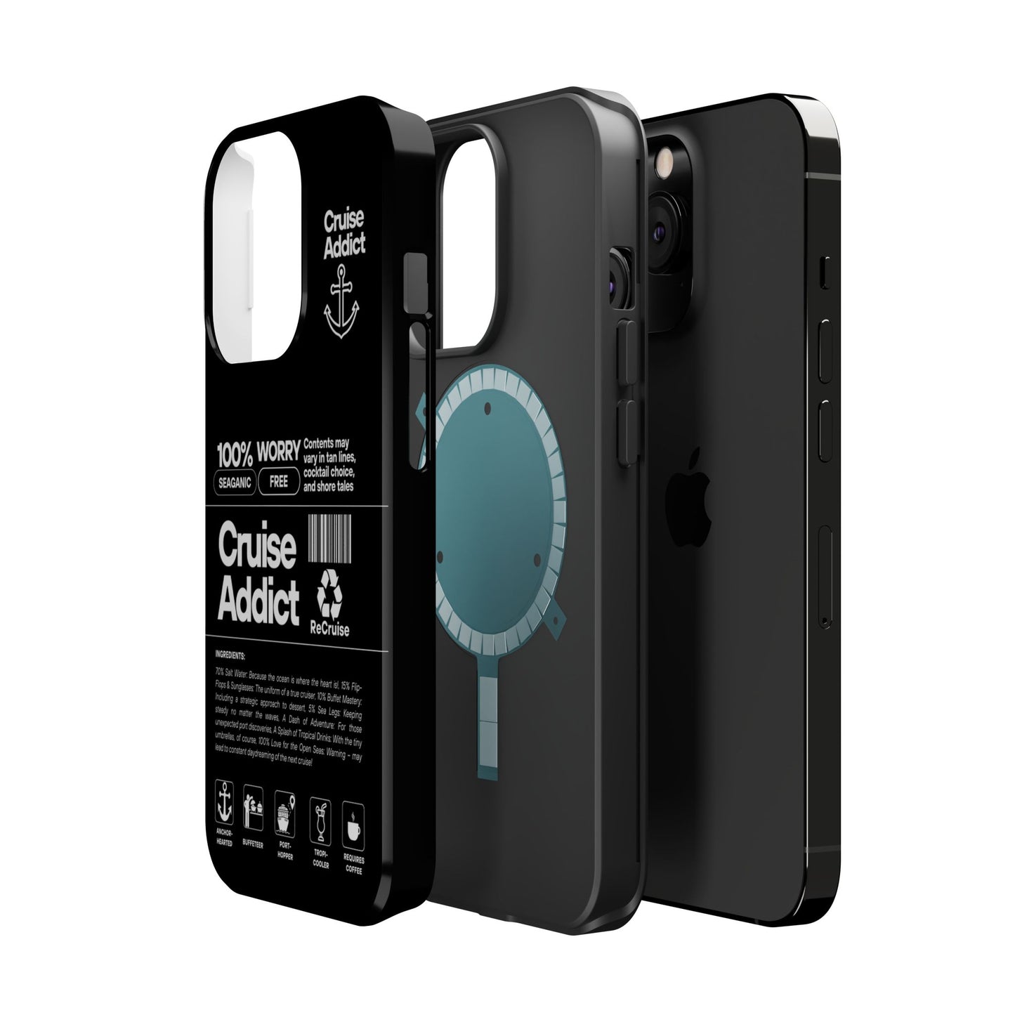 Cruise Addict Magnetic MagSafe® Tough Phone Case – Black Cover for Travelers & Cruise Lovers