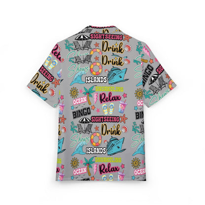 Cruise Addict Unisex Hawaiian Shirt – Vacation Icons & Tropical Fun