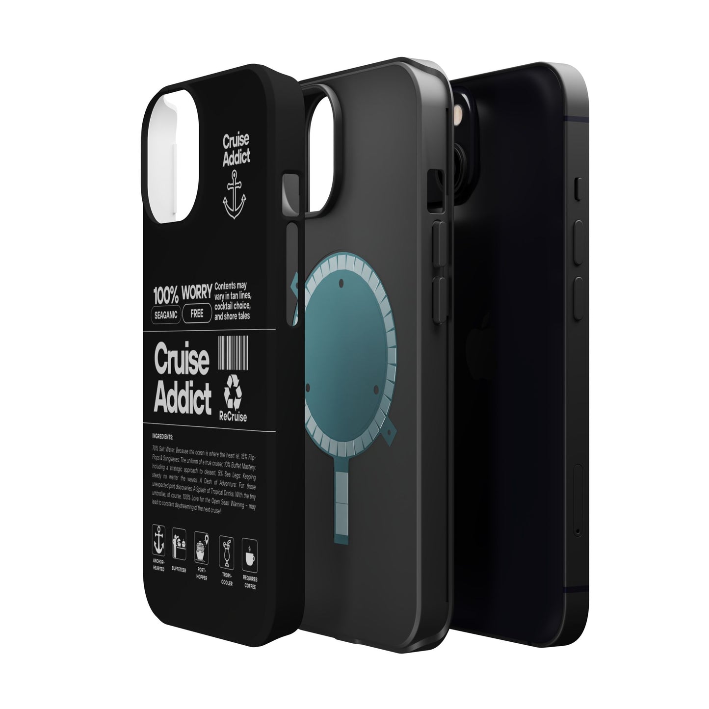 Cruise Addict Magnetic MagSafe® Tough Phone Case – Black Cover for Travelers & Cruise Lovers