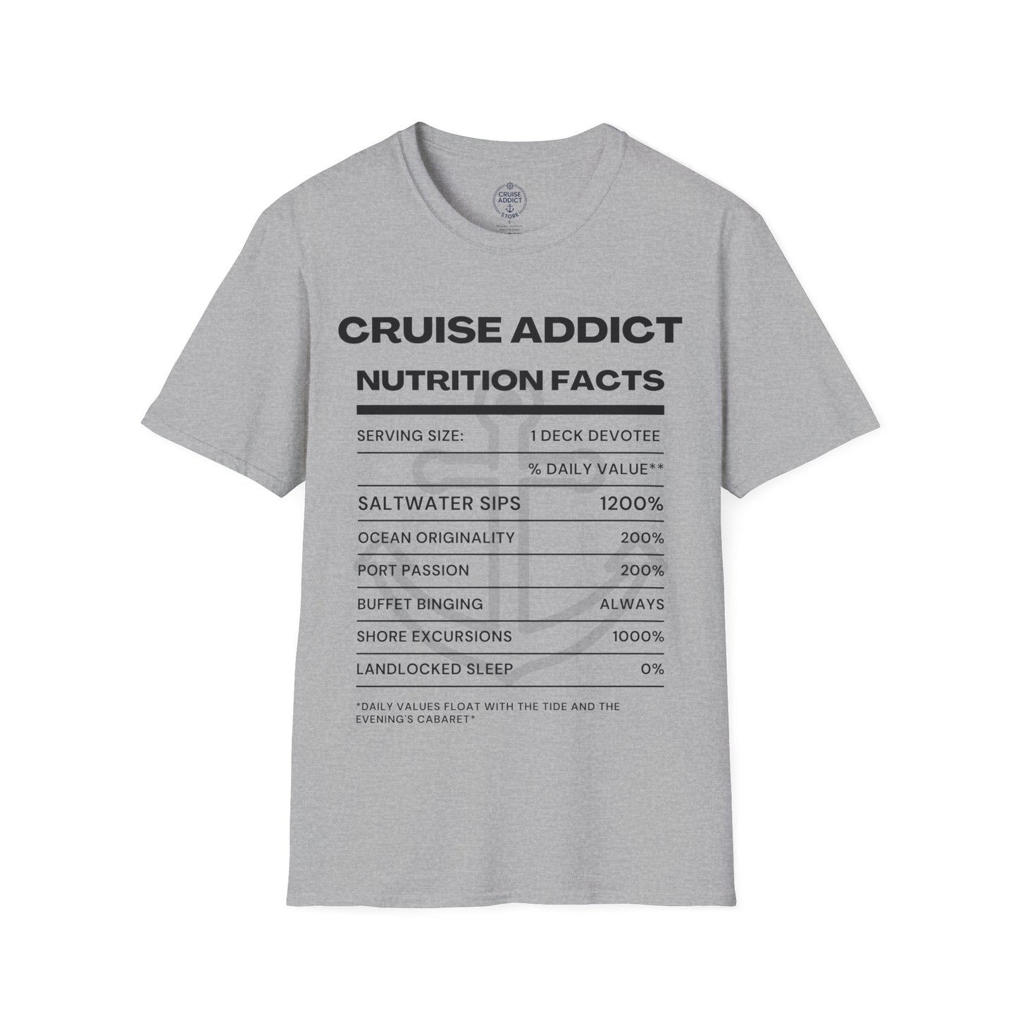 Cruise Addict Nutrition Label T-Shirt  Unisex Softstyle Shirt