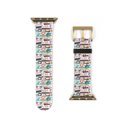 Vacation Icons Tropical Watch Band – Summer Cruise Vibes, Fun Apple Watch Strap for Ocean Lovers