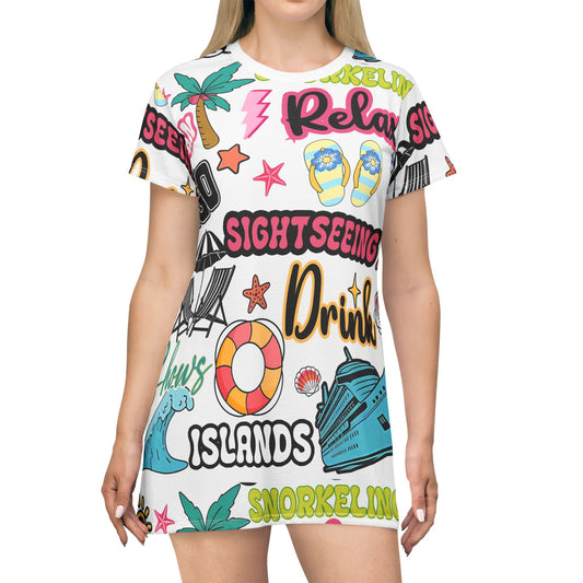 Tropical Vacation T-Shirt Dress