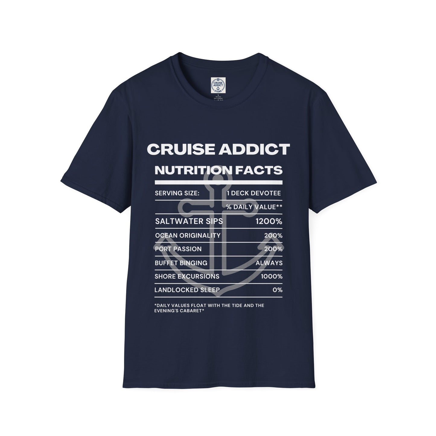 Cruise Addict Nutrition Label T-Shirt  Unisex Softstyle Shirt