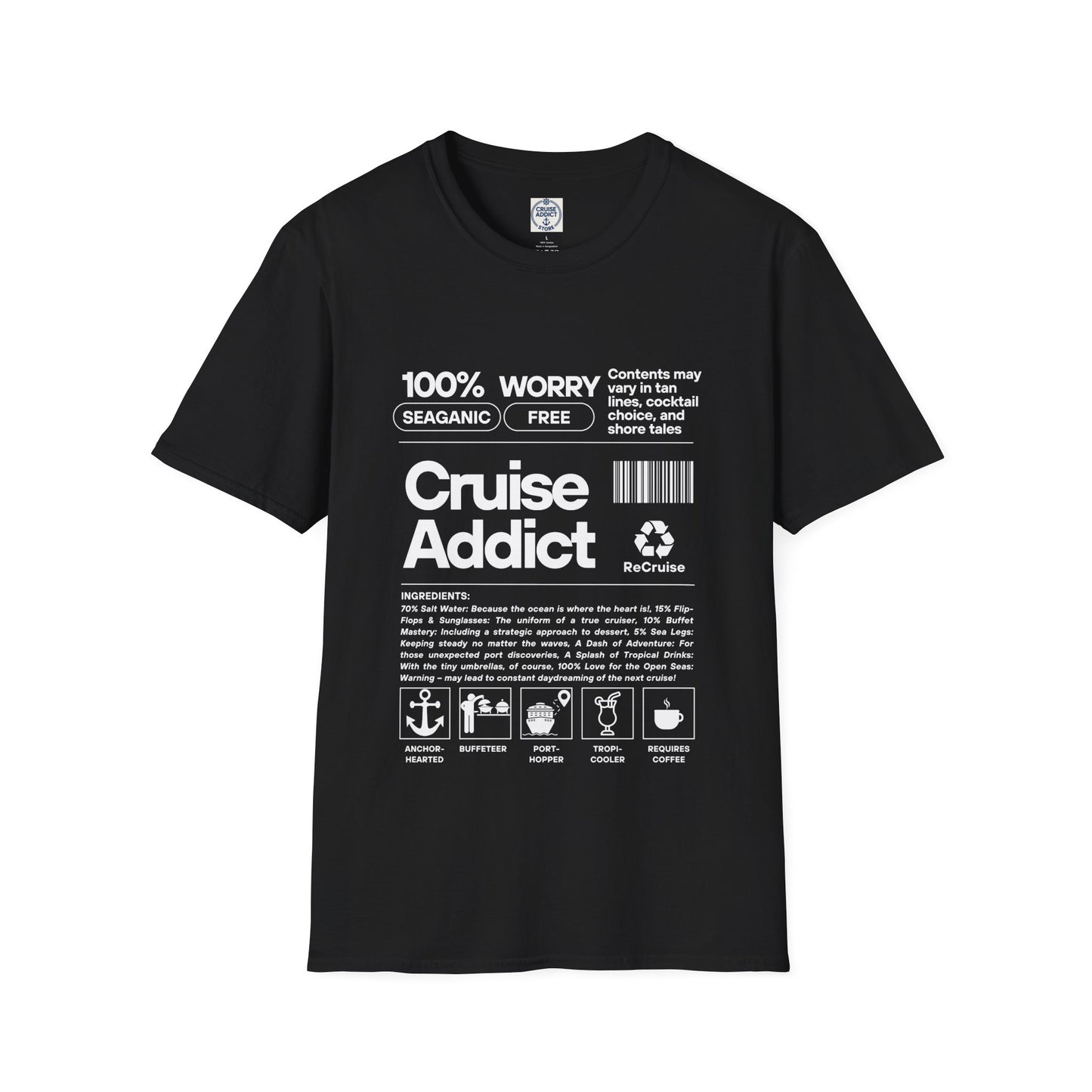 Cruise Addict Softstyle T-Shirt – 100% Ring-Spun Cotton, Lightweight Comfort, DTG Front Print
