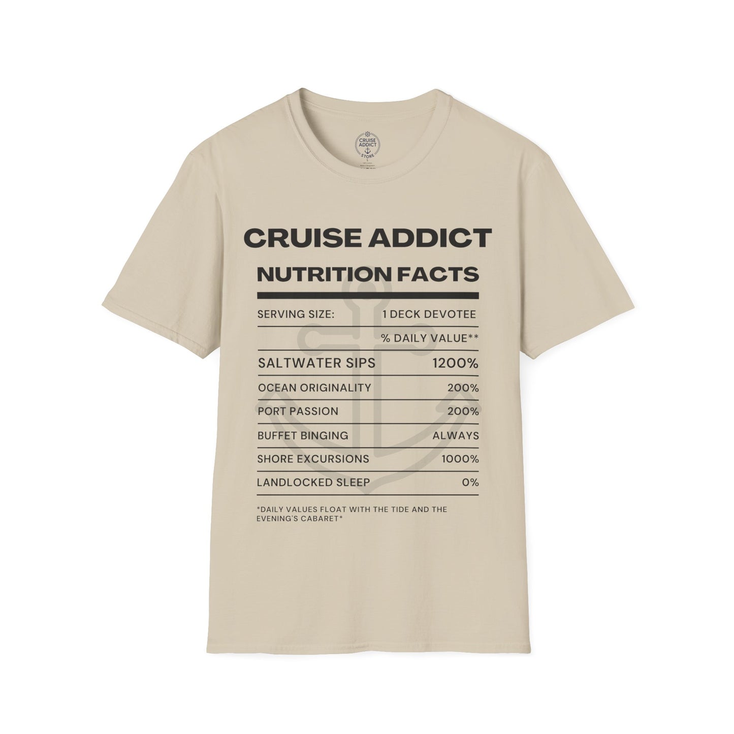Cruise Addict Nutrition Label T-Shirt  Unisex Softstyle Shirt