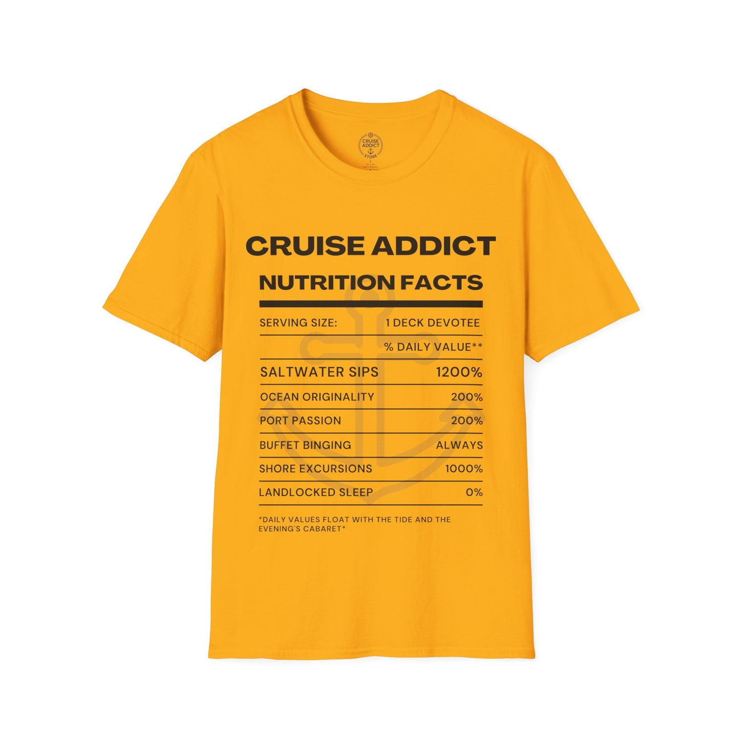 Cruise Addict Nutrition Label T-Shirt  Unisex Softstyle Shirt