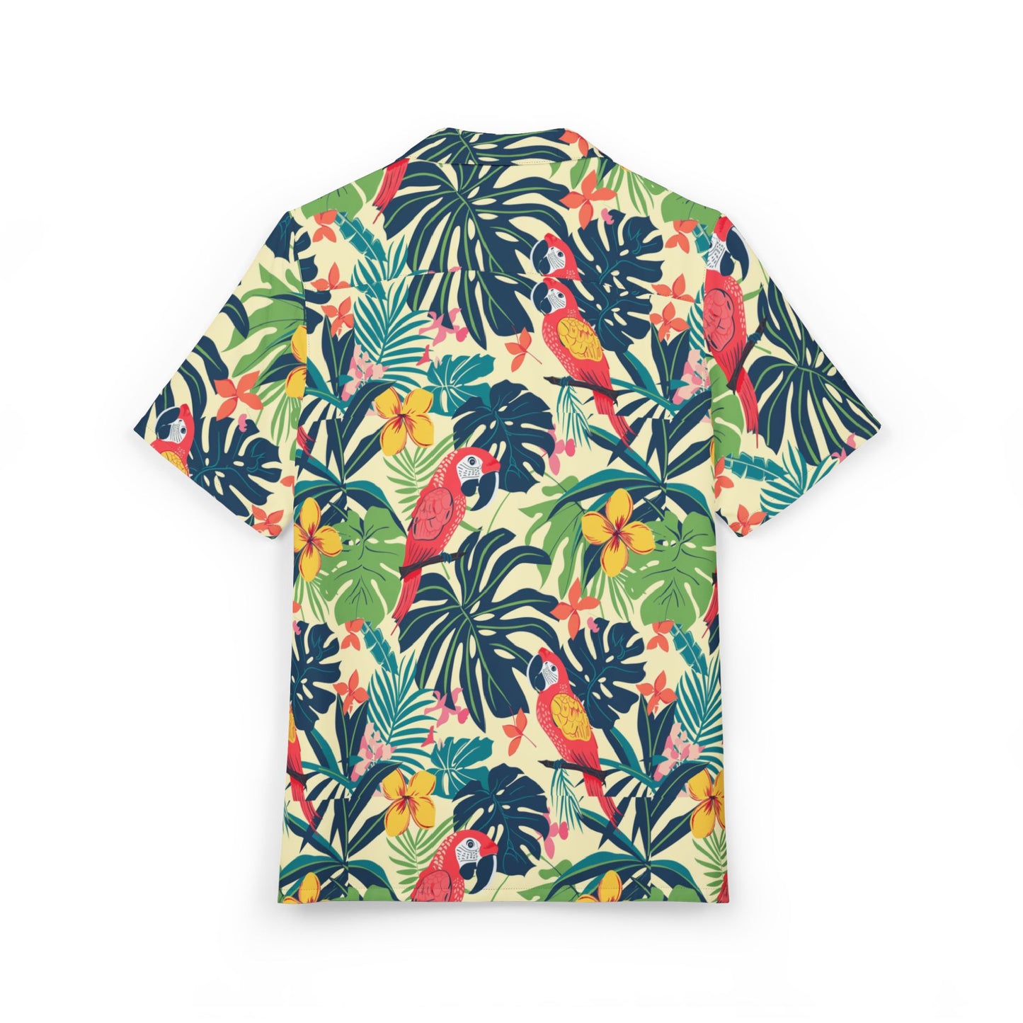 Tropical Parrot Paradise Hawaiian Cruise Shirt – Bold Macaw & Hibiscus Print with Cruise Addict Logo