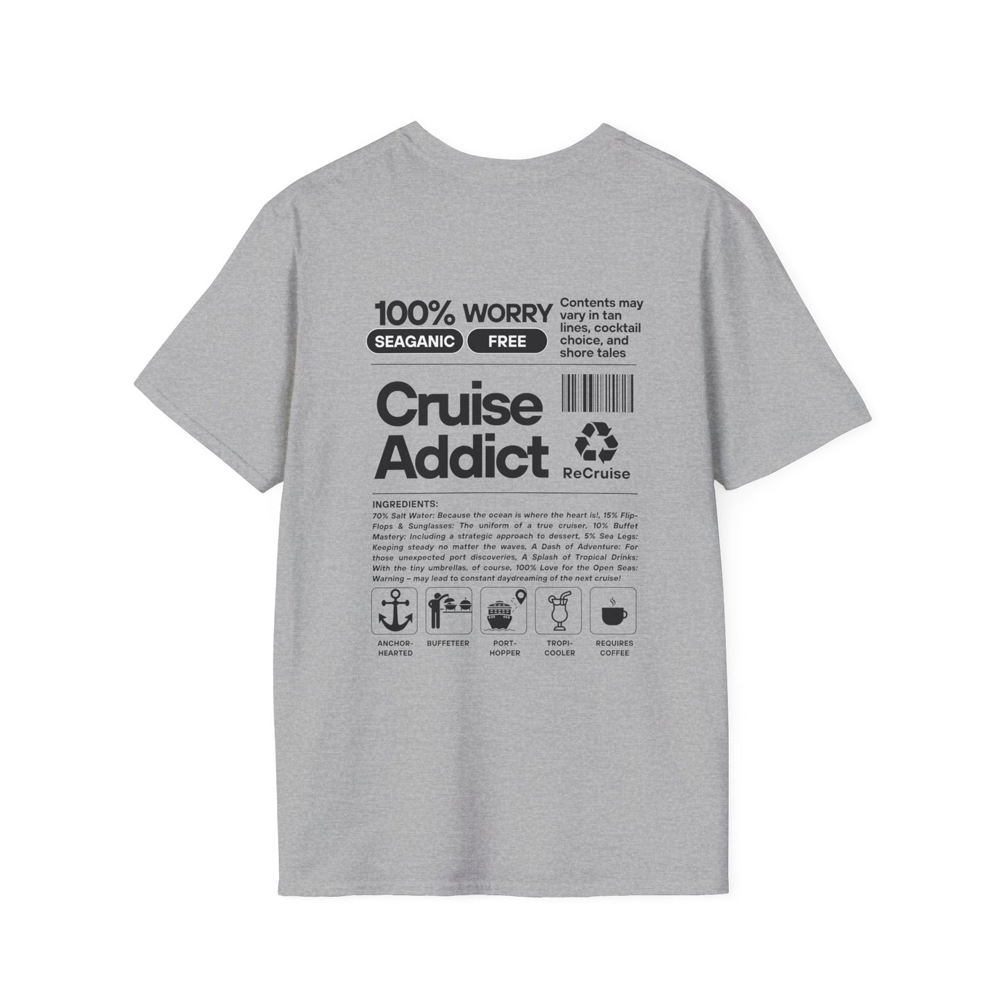 Cruise Addict Softstyle T-Shirt – 100% Ring-Spun Cotton, Lightweight Comfort, DTG Front & Back Print