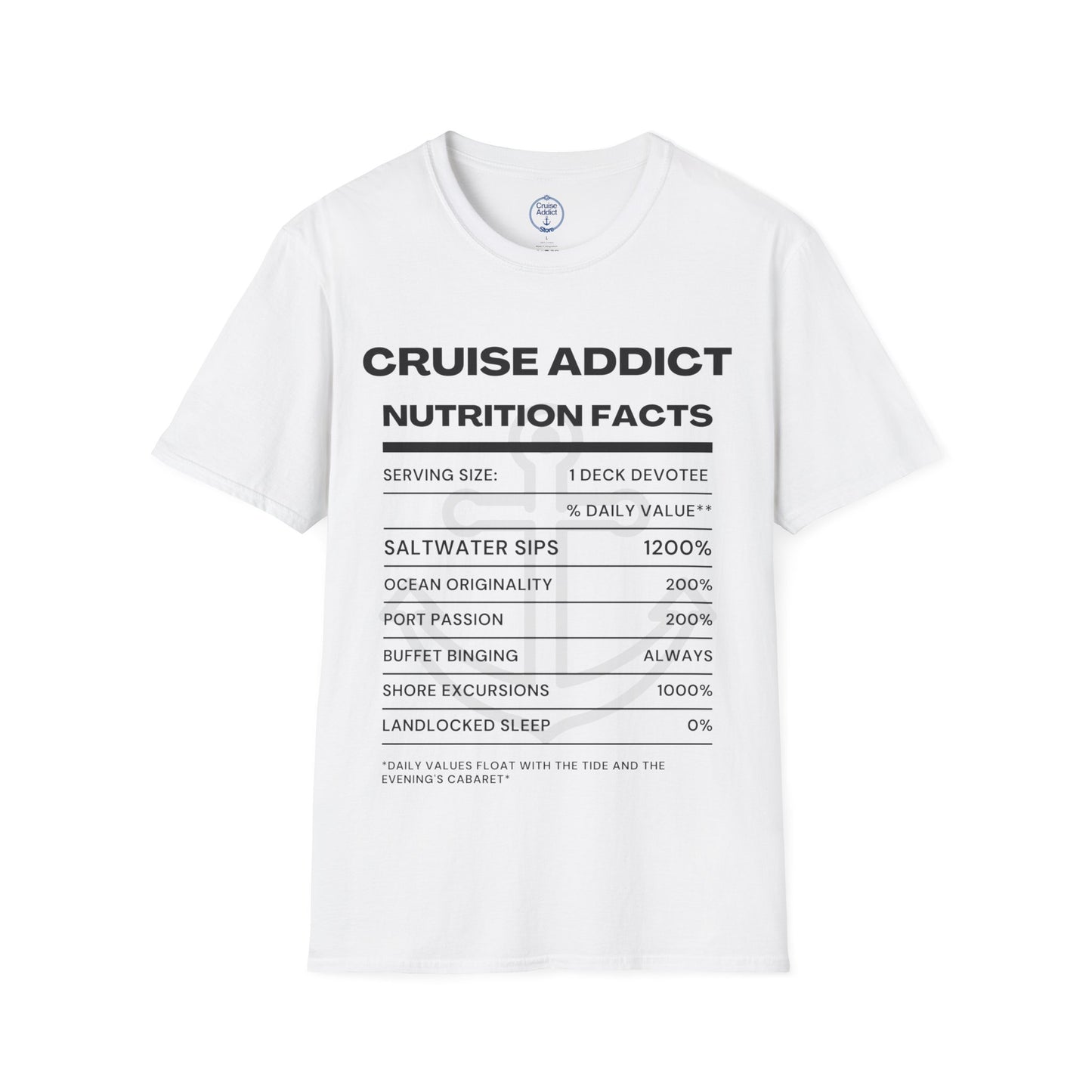 Cruise Addict Nutrition Label T-Shirt  Unisex Softstyle Shirt